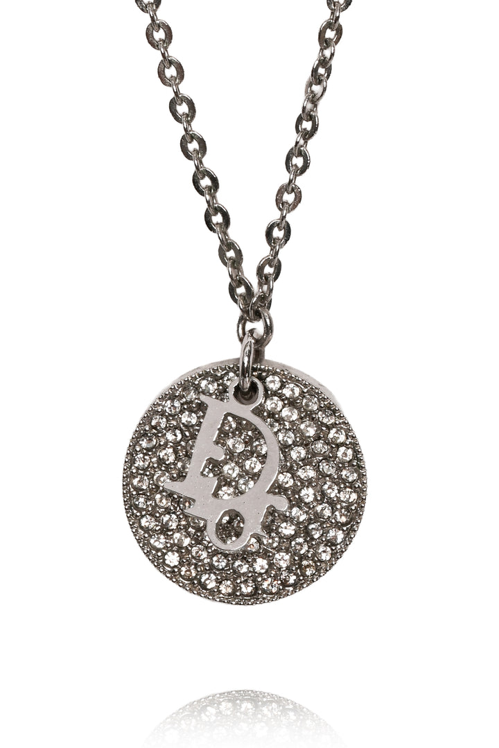 Dior Crystal Circle Logo Pendant Necklace