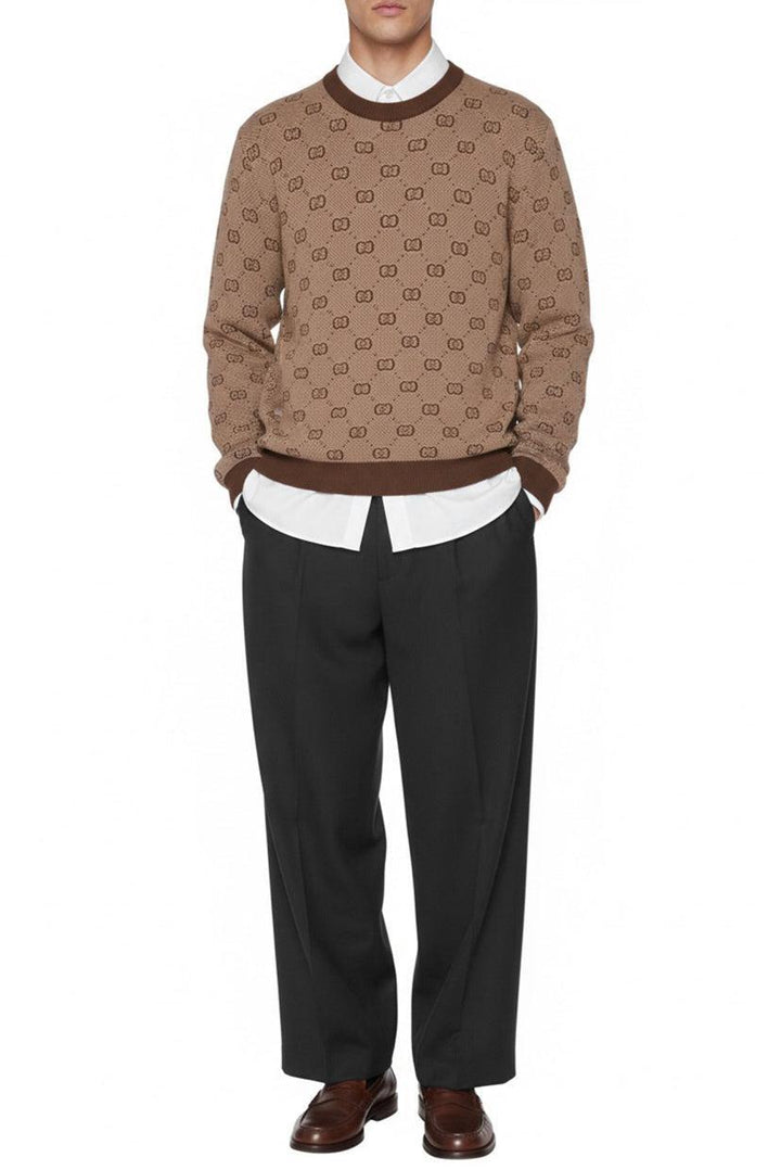 Gucci Size M Men's 2019 GG Monogram Wool Blend Crewneck Sweater