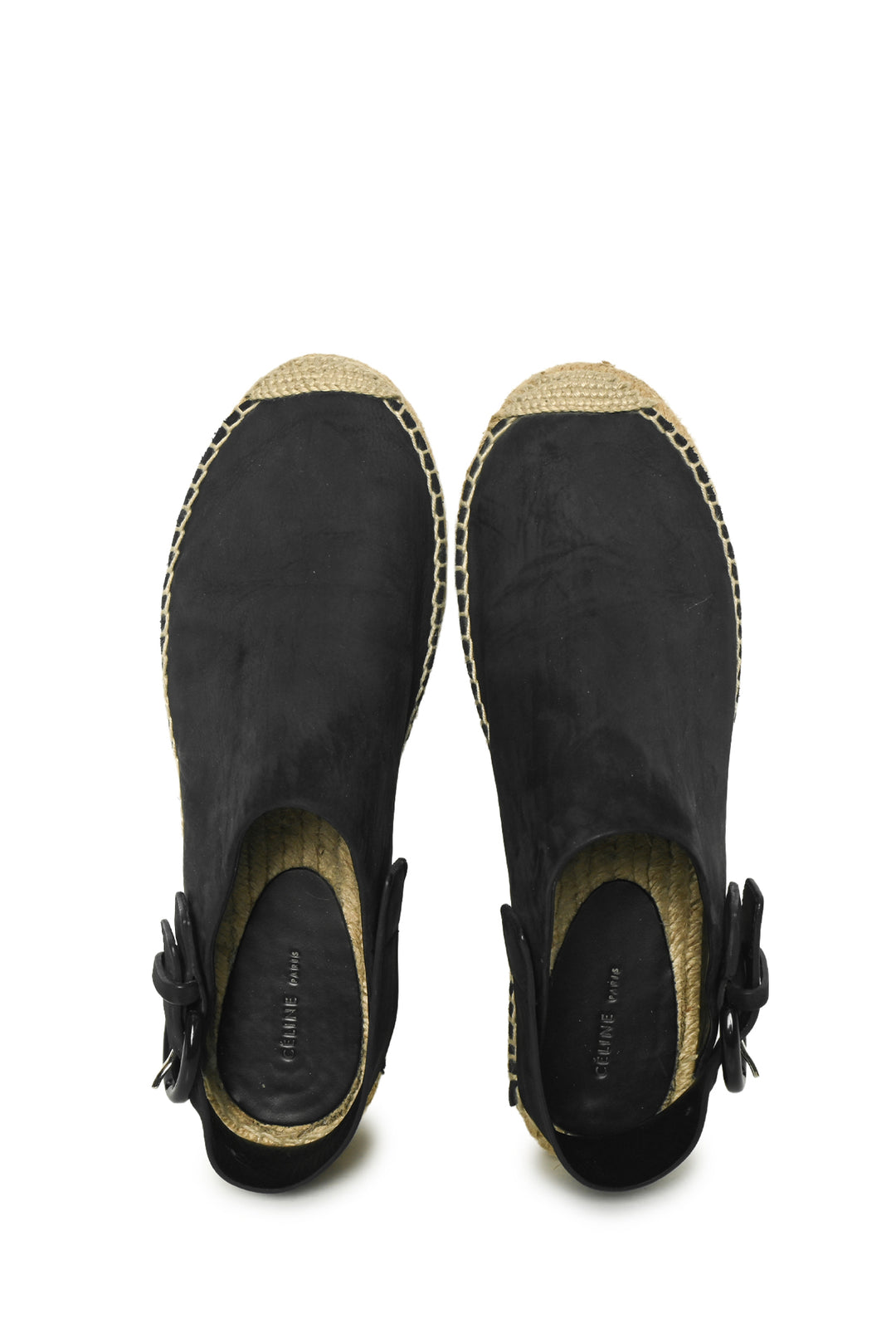 Celine Size 37 Leather Slingback Espadrille Mules