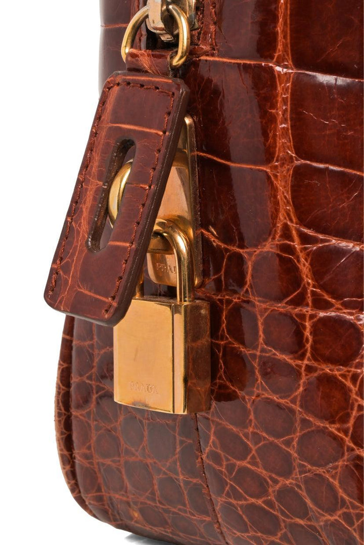 Prada 2000s Crocodile Leather Shoulder Bag