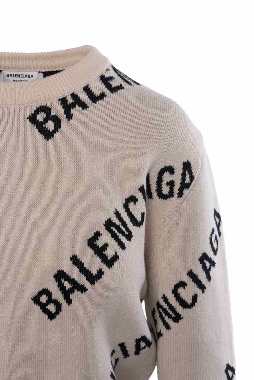 Balenciaga Size XS All Over Logo Sweater