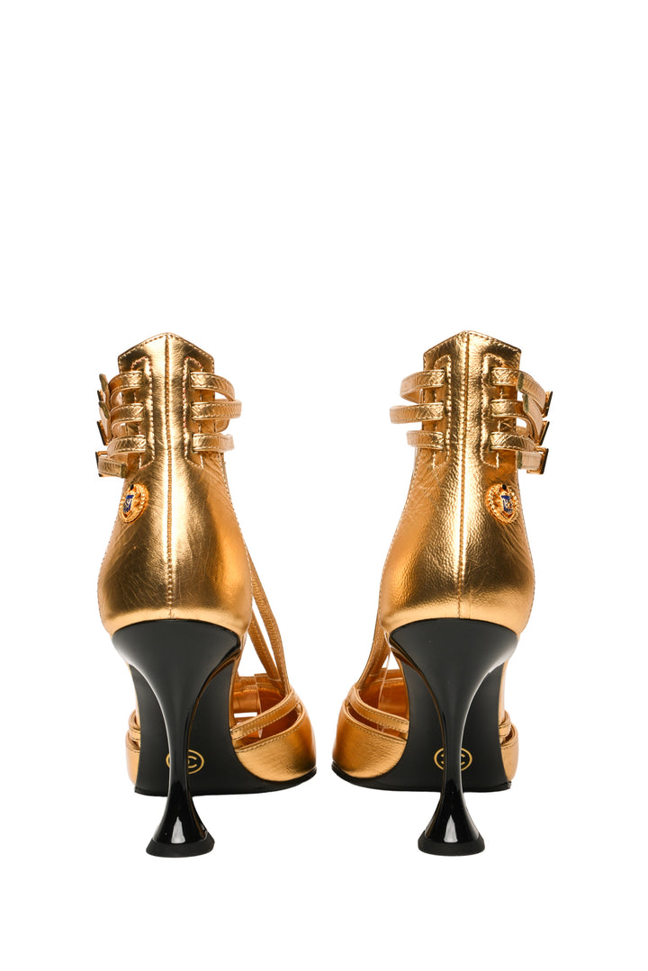 Chanel Size 36.5 Metallic Leather T-Strap Pumps