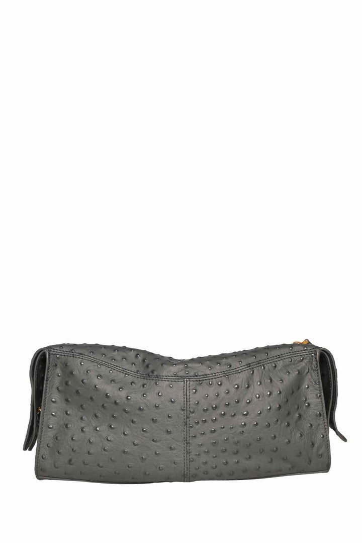 Balmain Pulse Ostrich-Effect Leather Shoulder Bag
