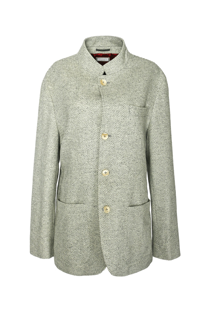 Brunello Cucinelli Size M Men's Herringbone Wool, Silk & Cashmere-Blend Blazer