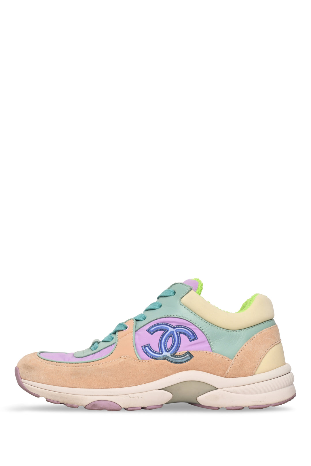 Chanel Size 39 Nylon, Leather & Suede Colorblock CC Sneaker