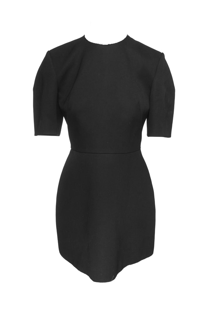 Givenchy Size 38 Raw Edge Short Sleeve Wool Mini Dress