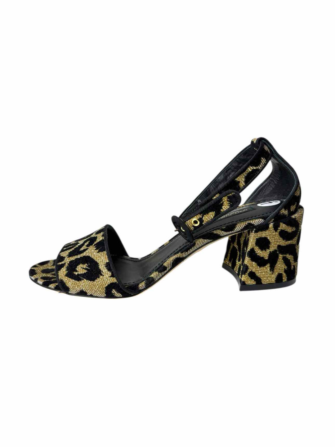 Dolce & Gabbana Size 37 Leopard & Gold Sparkle Sandals