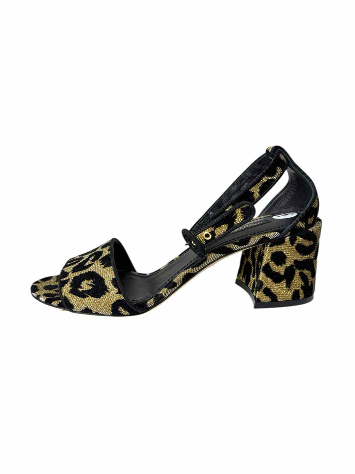 Dolce & Gabbana Size 37 Leopard & Gold Sparkle Sandals