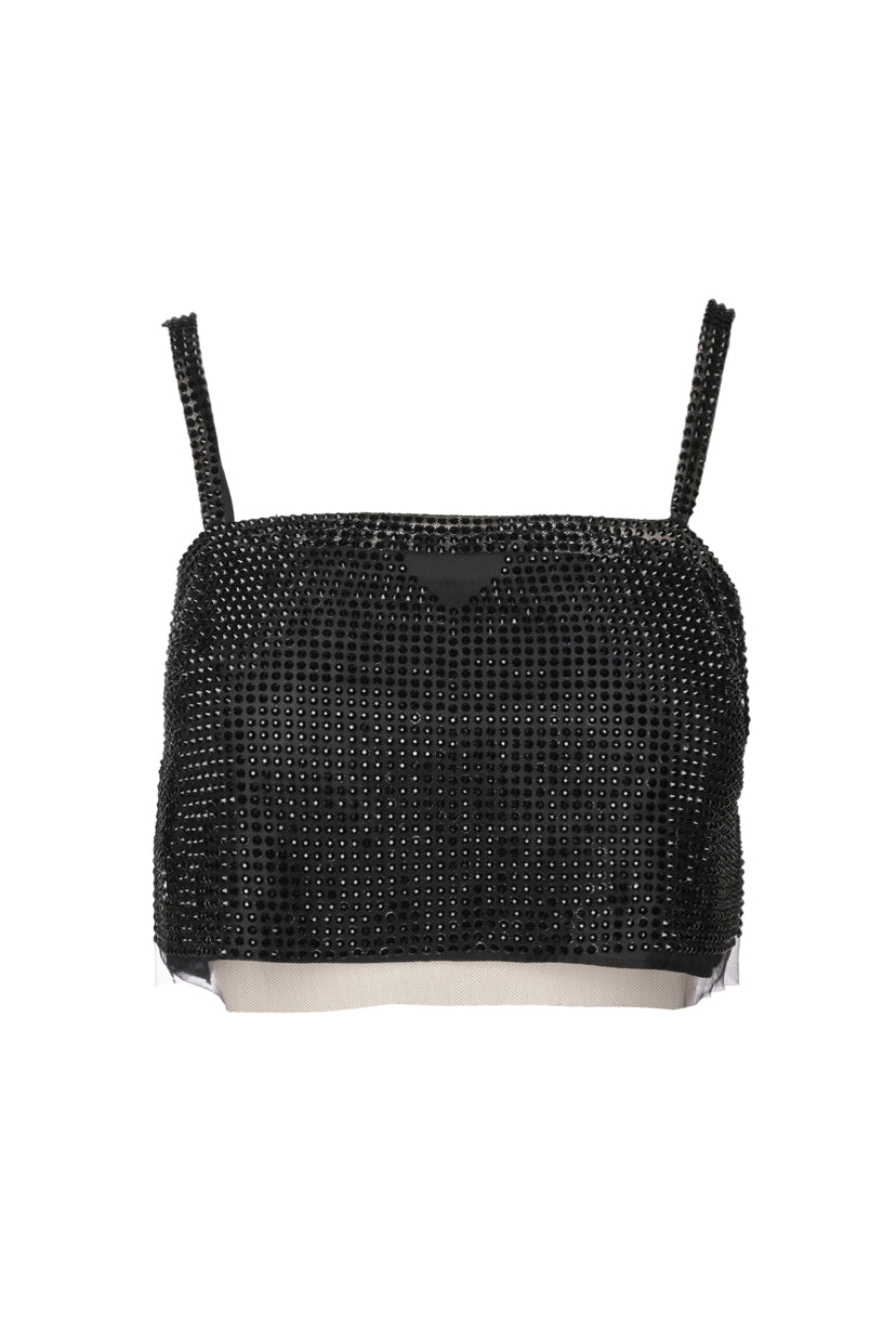 Prada Size 38 2021 Rhinestone Cropped Tank Top