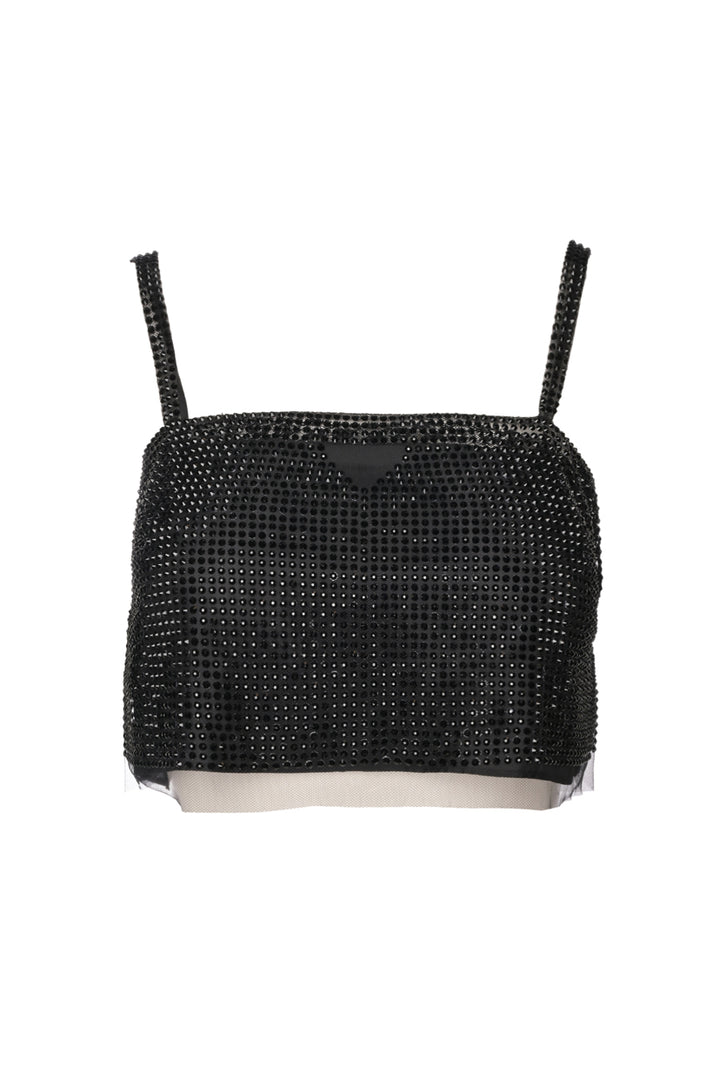 Prada Size 38 2021 Rhinestone Cropped Tank Top