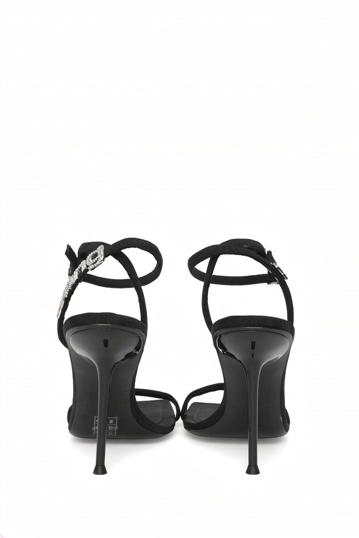 Alexander Wang Size 40 Julie Lycra Heeled Crystal Logo Sandals