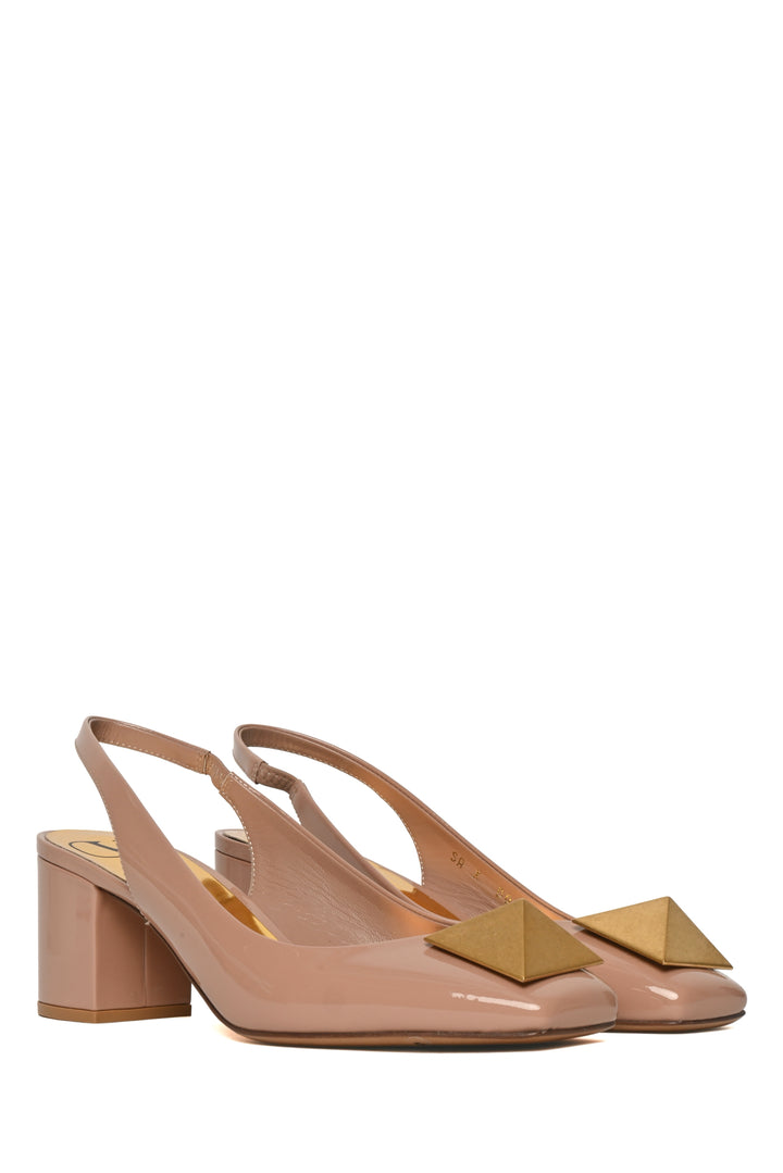 Valentino Size 36 One Stud Patent Leather Slingback Pumps