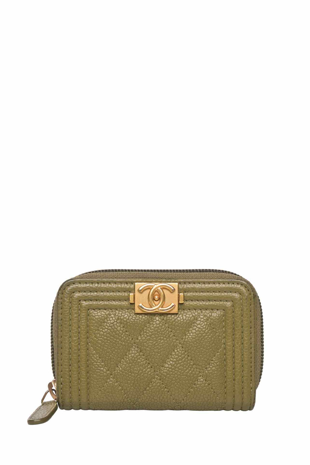 Chanel 2016-2017 Caviar Quilted Boy Zip Around Coin Purse Wallet