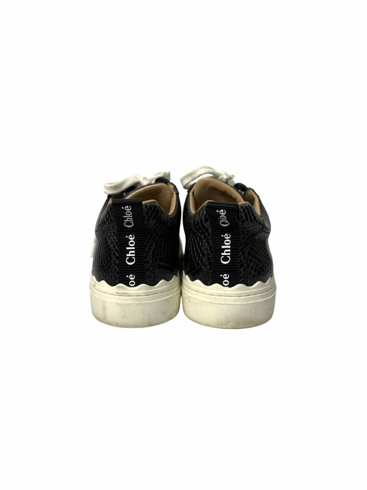 Chloe Size 37 Lauren Low-top Python-embossed Leathe Sneaker