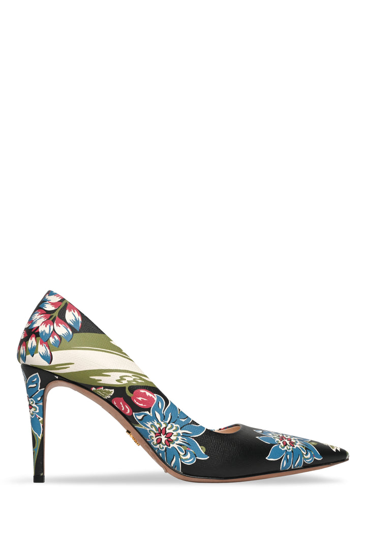 Prada Size 40 Floral Leather Pointed Toe Pumps