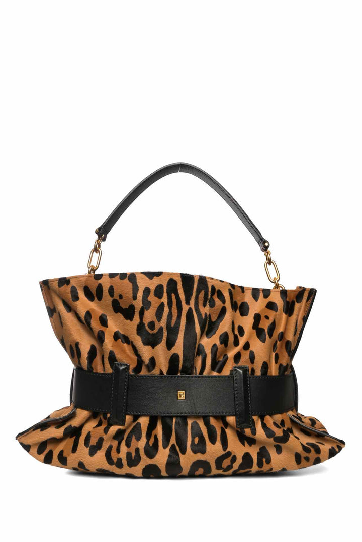 Balmain Anthem Medium Ponyskin-Style Leopard Shoulder Bag
