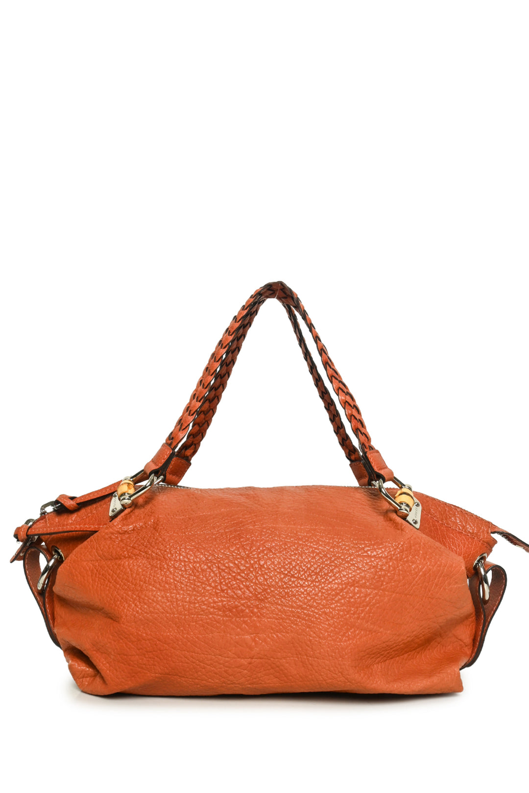 Gucci Textured Leather Bamboo Bar Tote