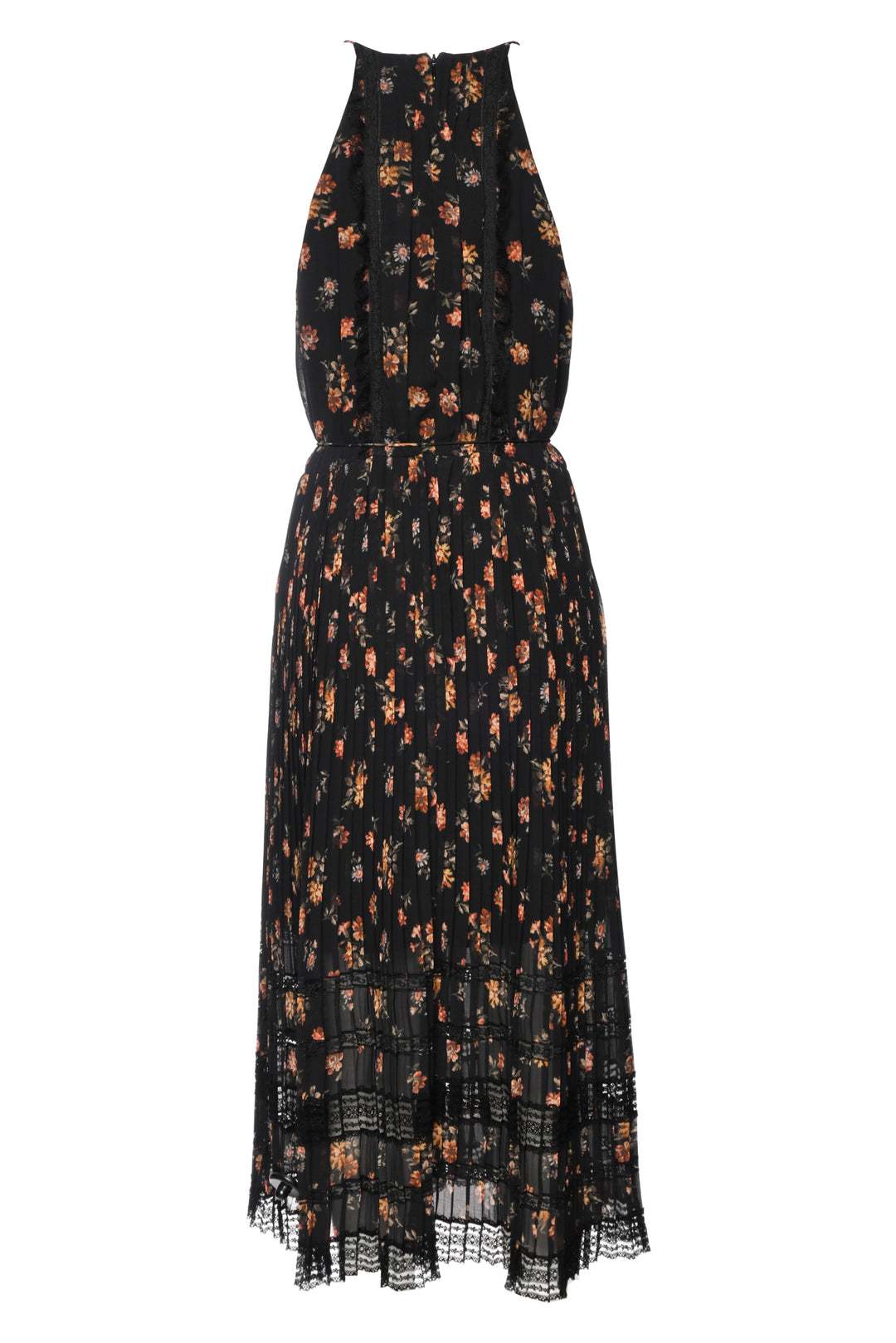 Zimmermann Size 3 Floral Lace Detail Pleated Midi Dress