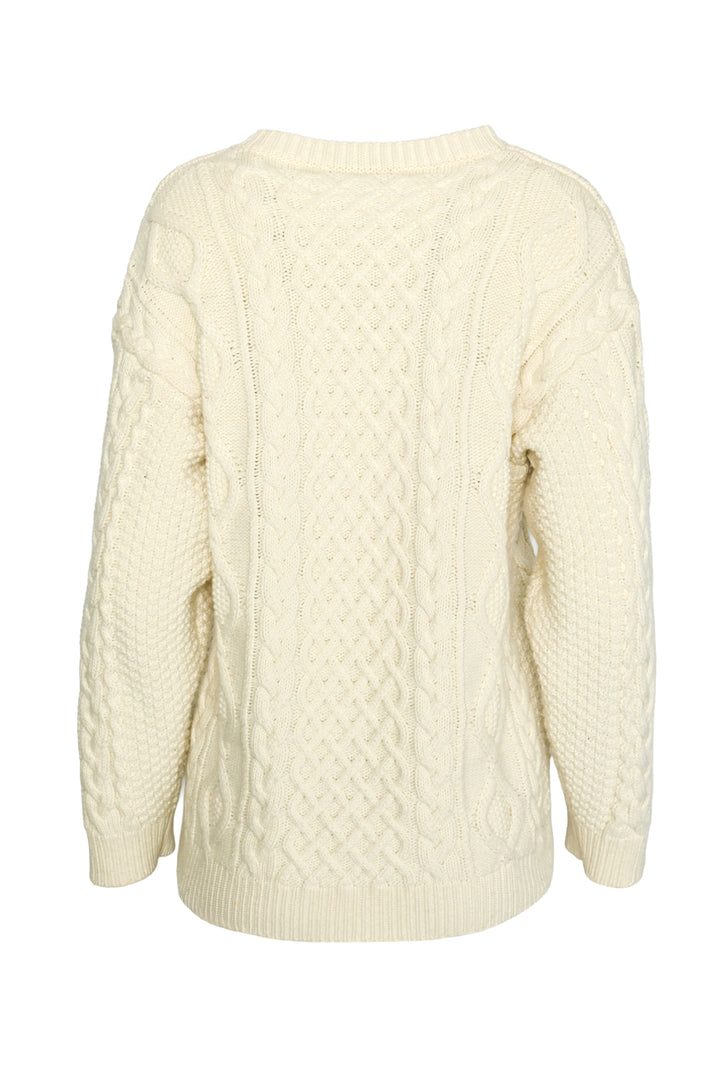 Valentino Size S Lace-Trimmed Cableknit Sweater