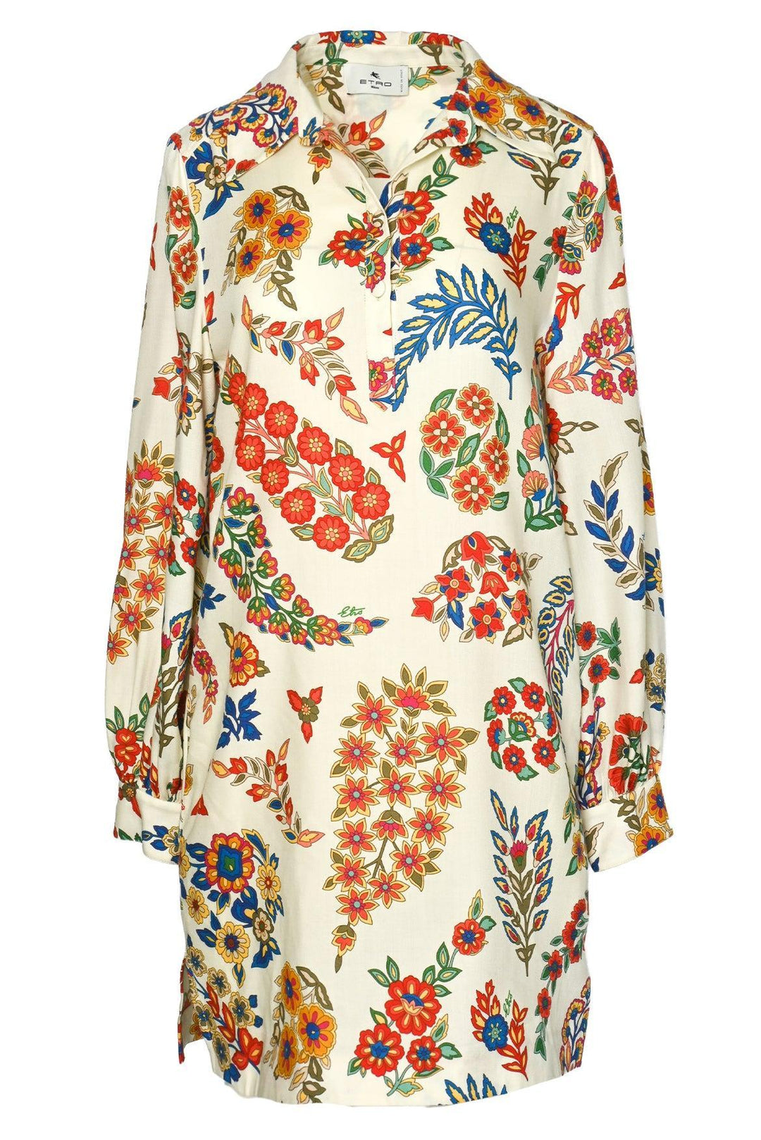 Etro Size 42 Floral Wool-Blend Long Sleeve Dress