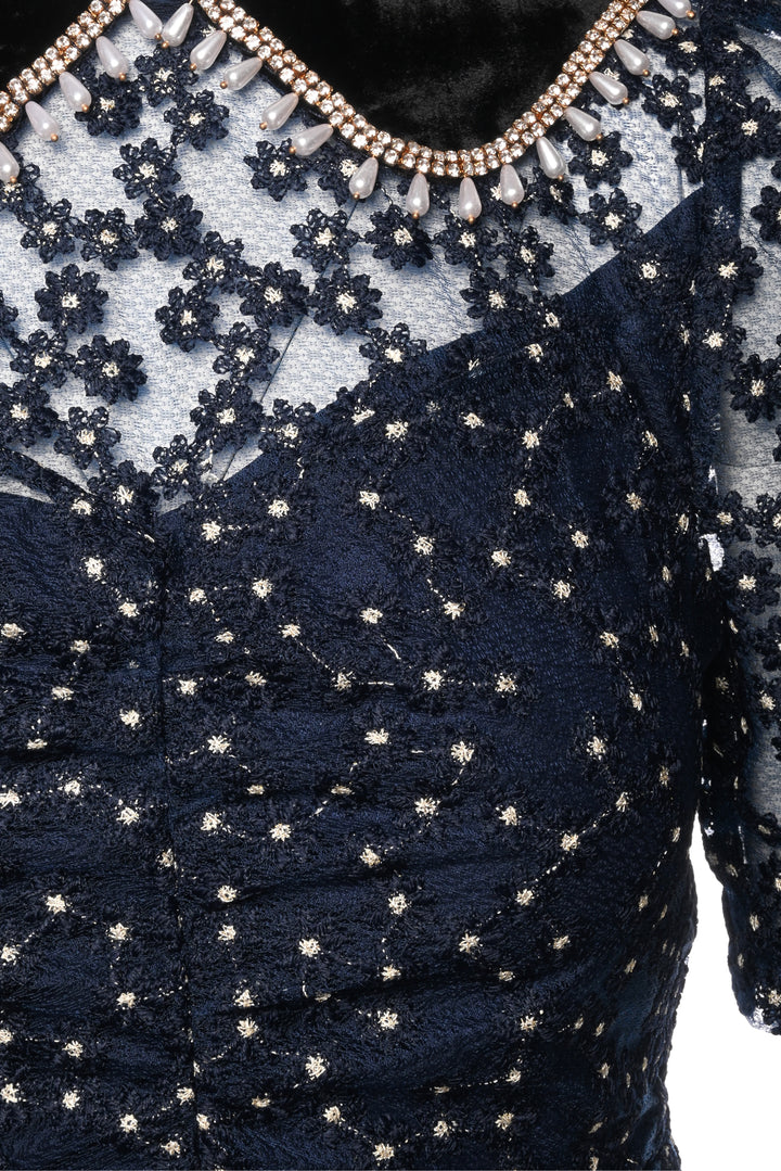 Sandro Size 36 Lucianita Embellished Lace Mini Dress