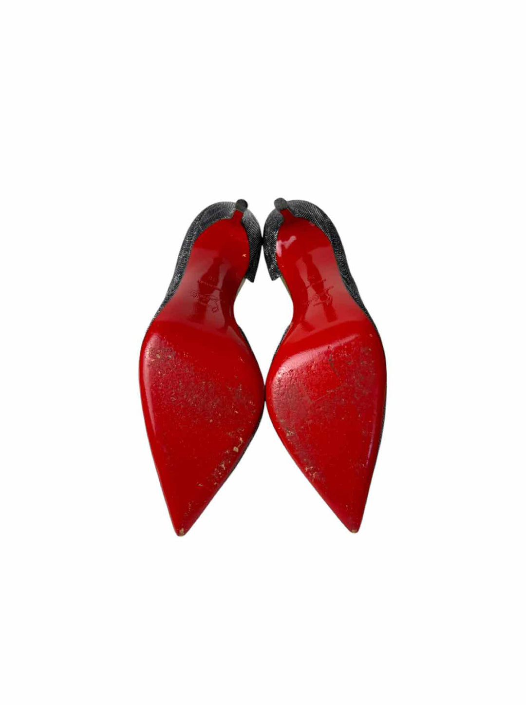 Louboutin Size 38 Metallic Glitter Fabric Pumps