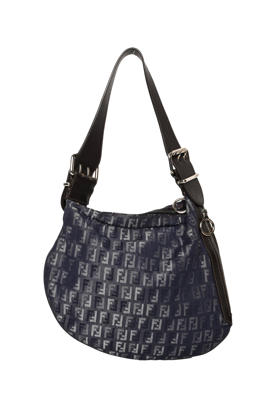 Fendi Zucchino Denim Oyster Shoulder Bag