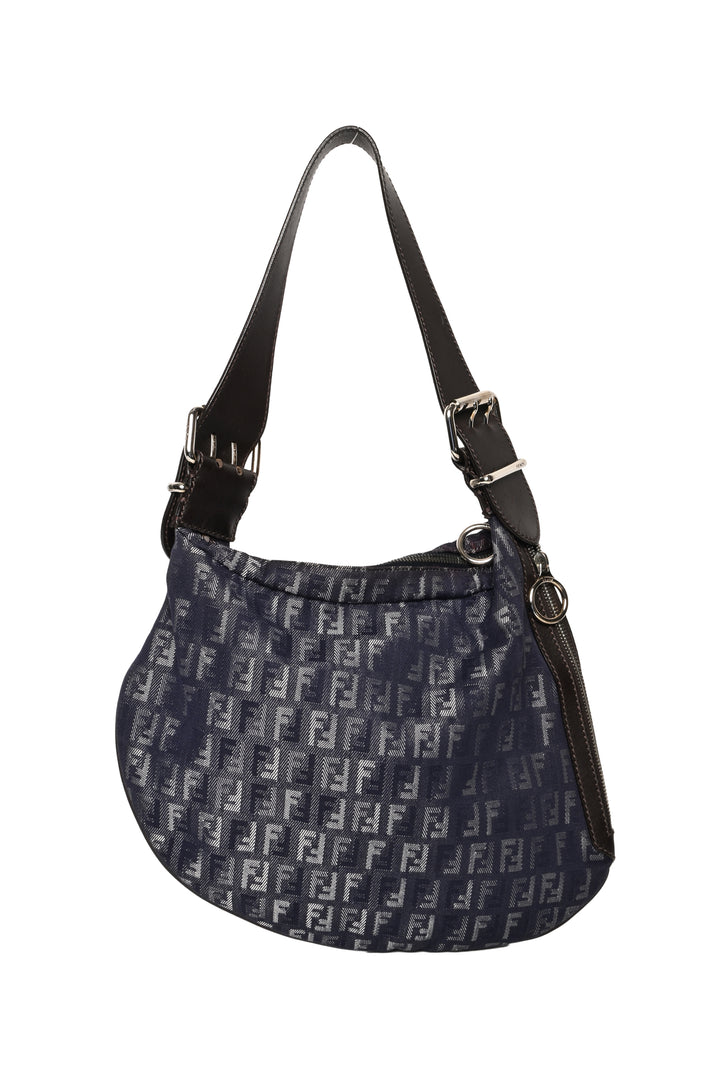 Fendi Zucchino Denim Oyster Shoulder Bag