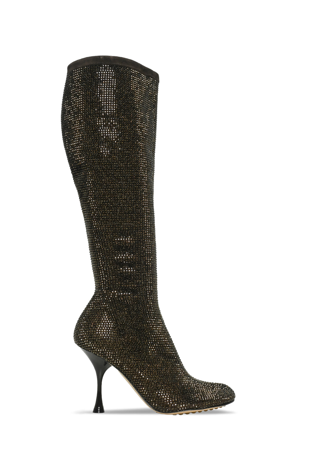Bottega Veneta Size 37 Suede Crystal Sparkle Dot Tall Boots