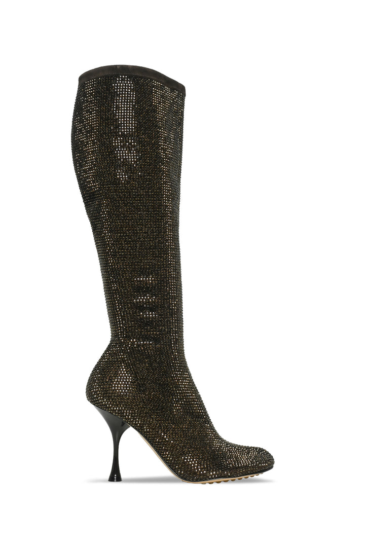 Bottega Veneta Size 37 Suede Crystal Sparkle Dot Tall Boots
