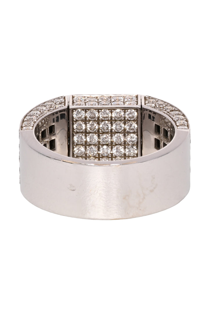BARE by Dries Creel Size 6 18K White Gold Pave Black & White Diamond Signet Ring