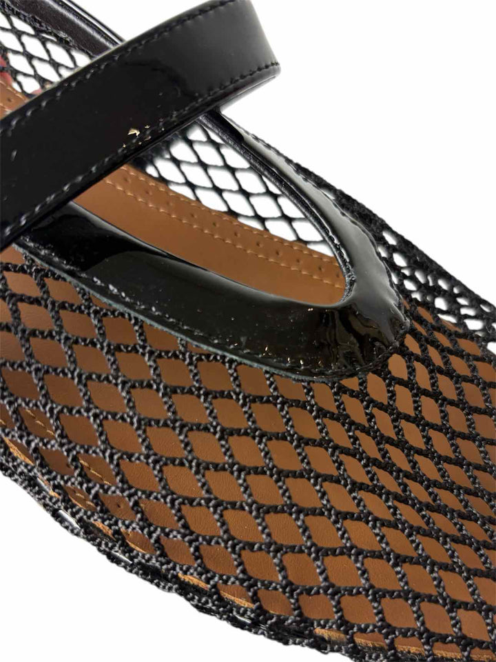 Alaia Size 40 Black Fishnet Ballerina Flats