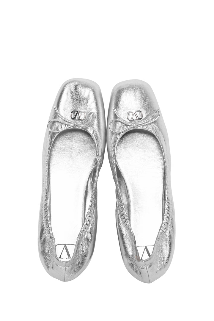 Valentino Size 39.5 VLogo Metallic Flats