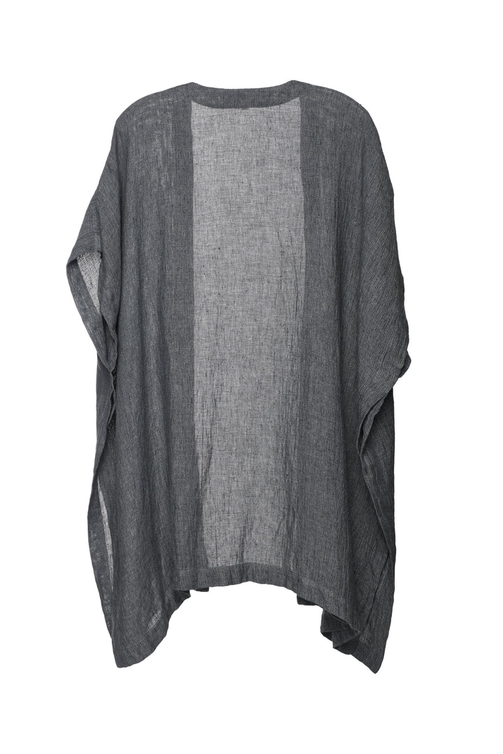 Eskandar Size OS Sleeveless Drape Front Linen Cardigan