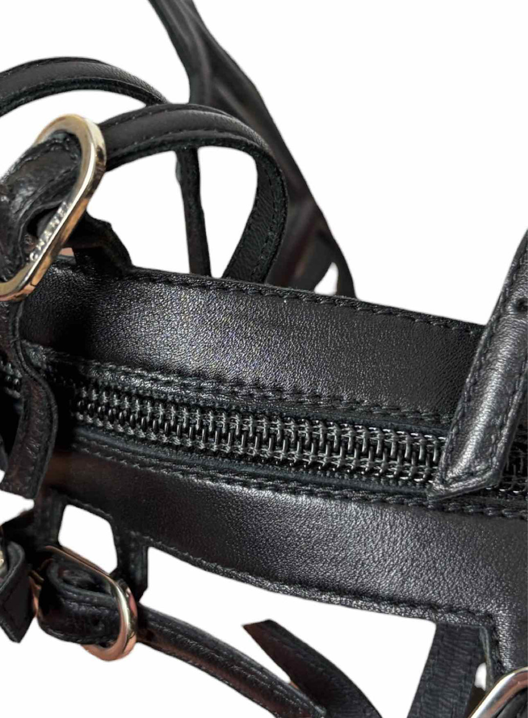 Chanel Size 38 Leather Gladiator Wedge Sandals