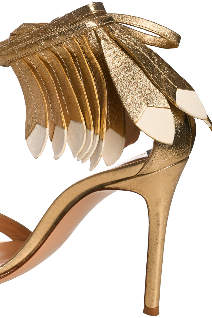 Gianvito Rossi Size 38 Metallic Feather Fringe Sandals