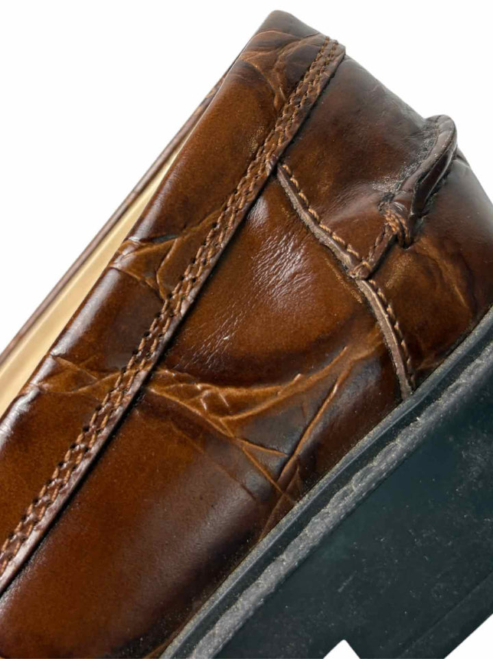 Tod's Size 37  Croc Embossed Leather Loafers