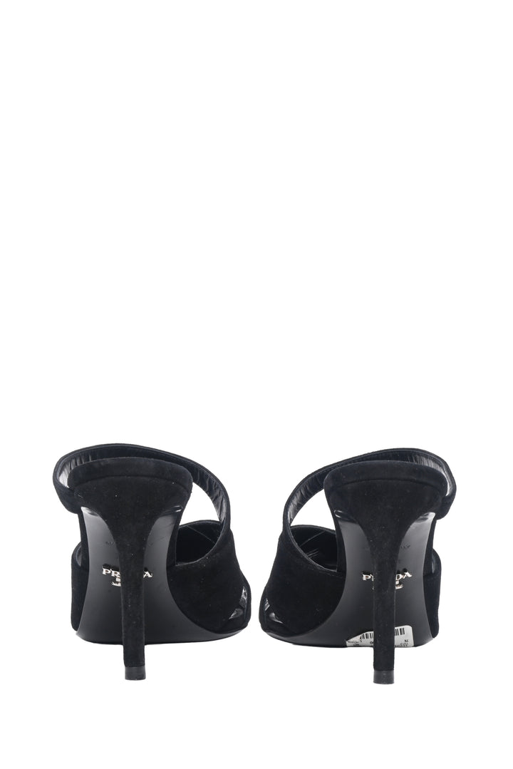 Prada Size 36.5 Suede Mules Sandals