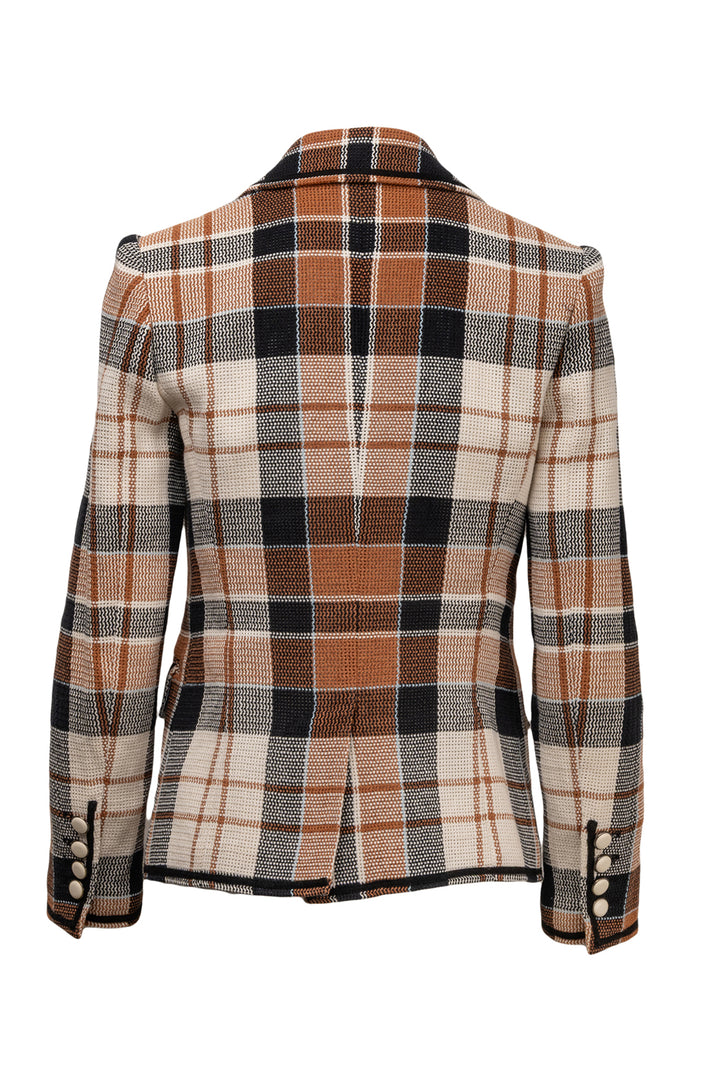 Veronica Beard Size 4 Utah Plaid Cotton & Linen Blend Double-Breasted Blazer
