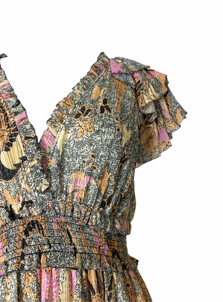 Ulla Johnson Size 8 Metallic Floral Silk Blend Dress