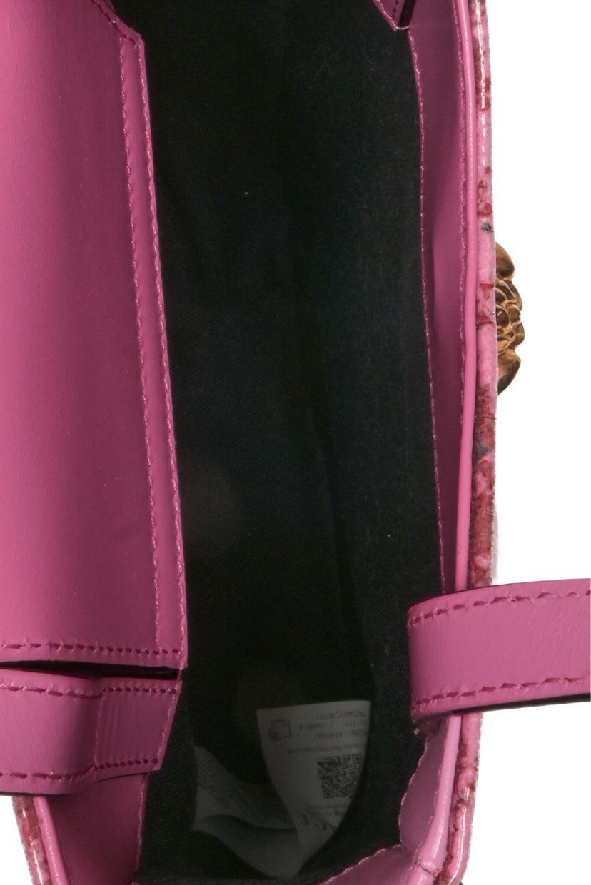 Versace Houndstooth Vinyl & Pink Leather Crossbody Tote