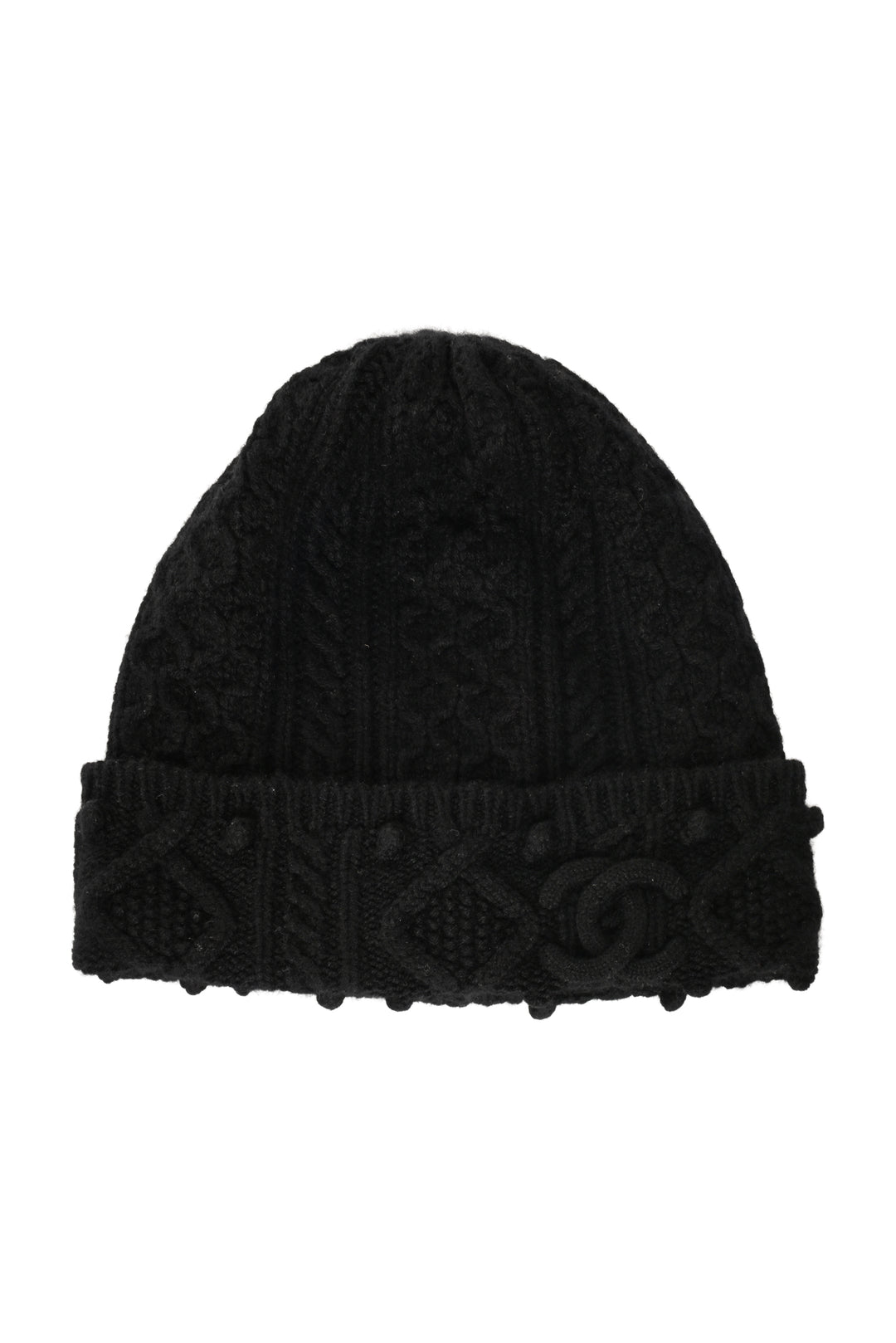 Chanel Size OS Cable Knit CC Cashmere Beanie