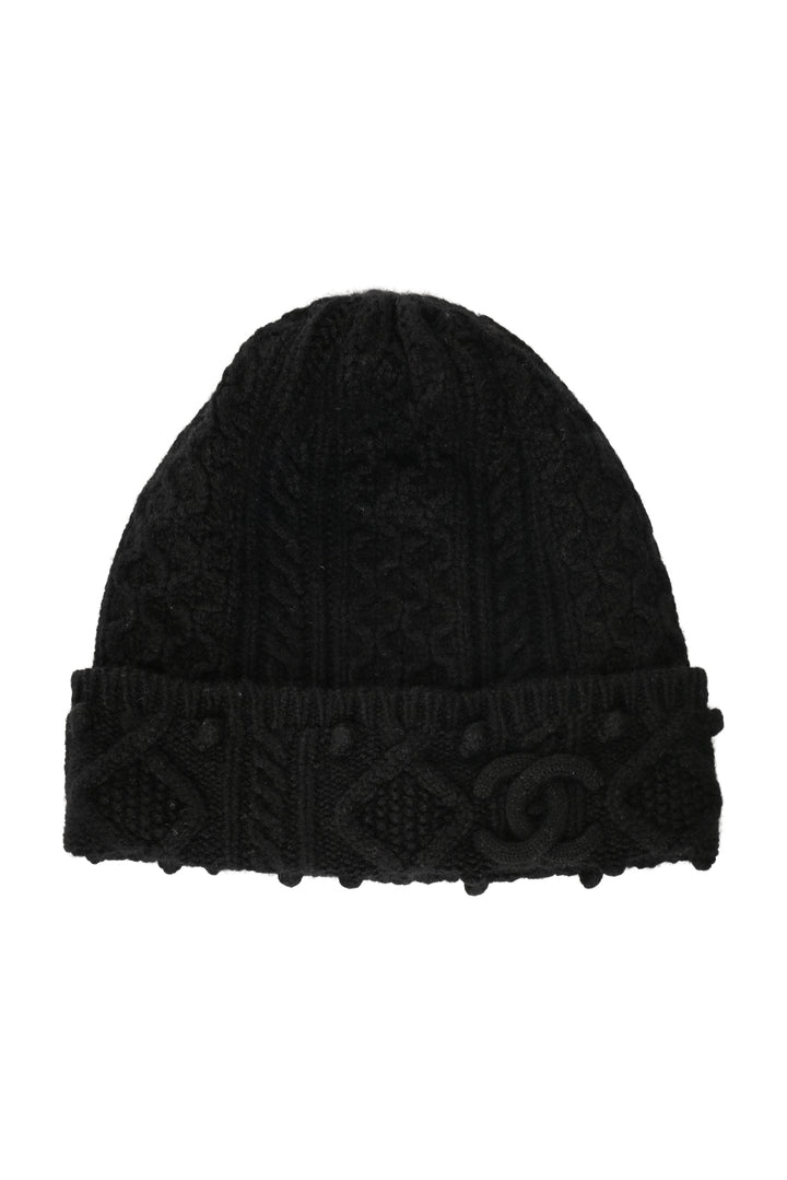 Chanel Size OS Cable Knit CC Cashmere Beanie