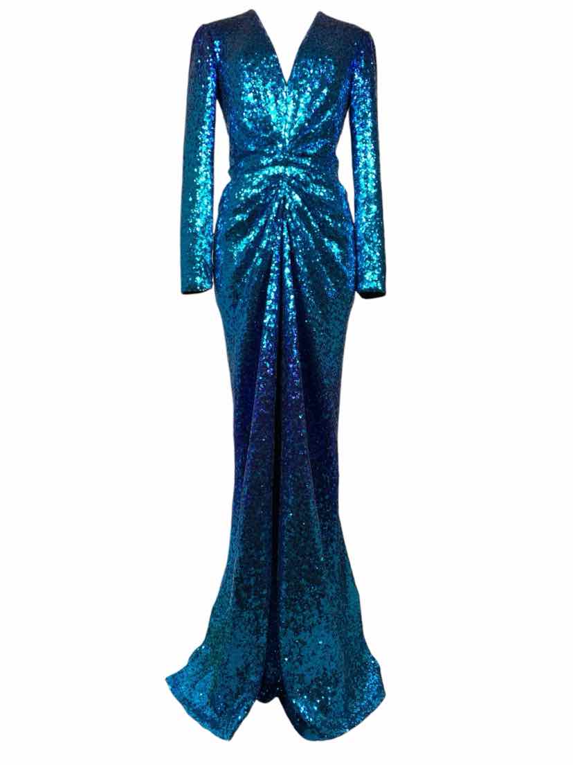 Tadashi Teal high quality Blue Sequin Dress Full Length M