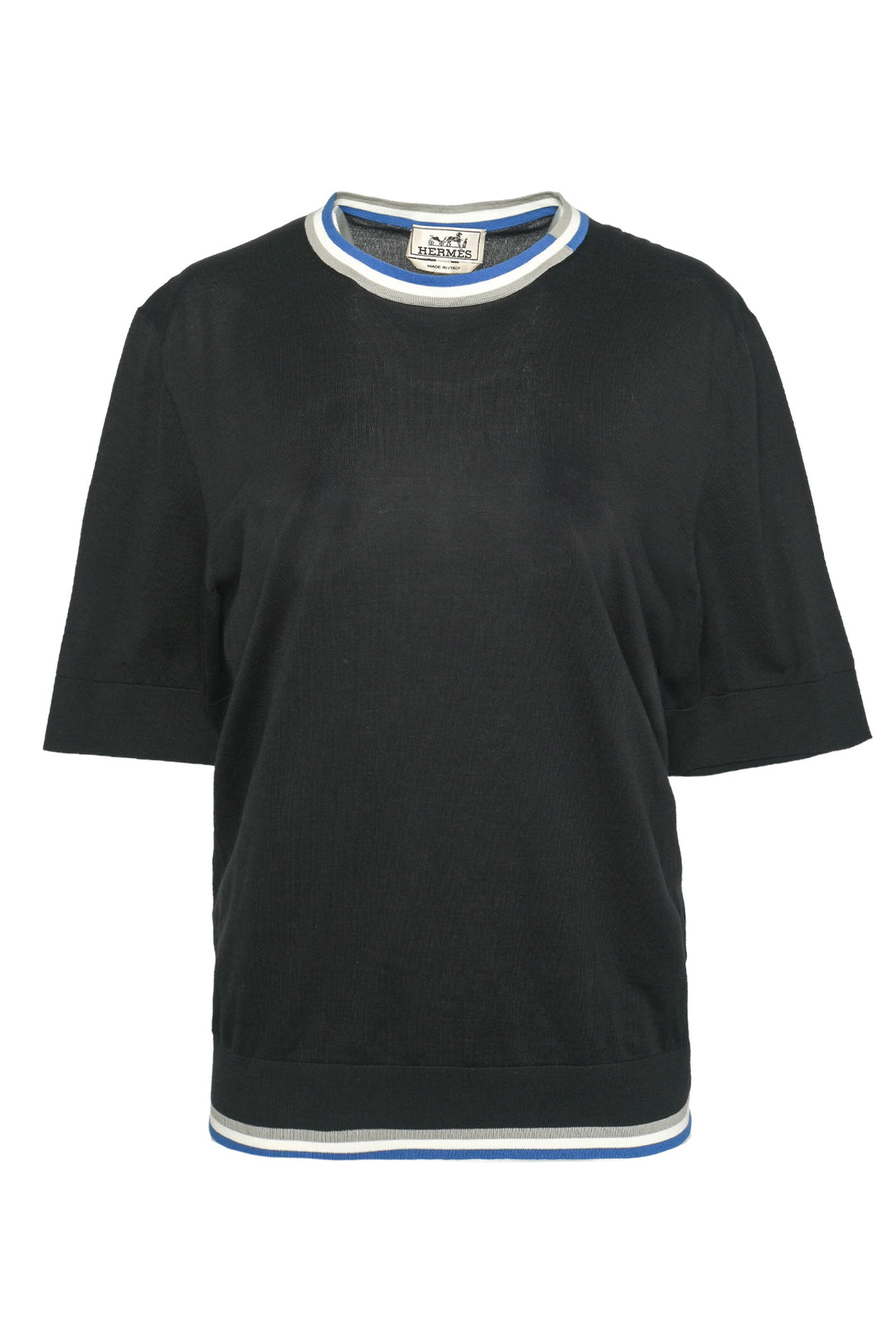 Hermes Size M Men's "Rayures & Twist" Crewneck Short Sleeve Sweater