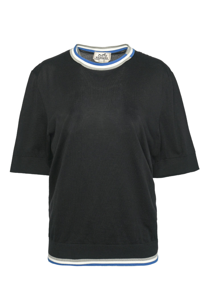 Hermes Size M Men's "Rayures & Twist" Crewneck Short Sleeve Sweater