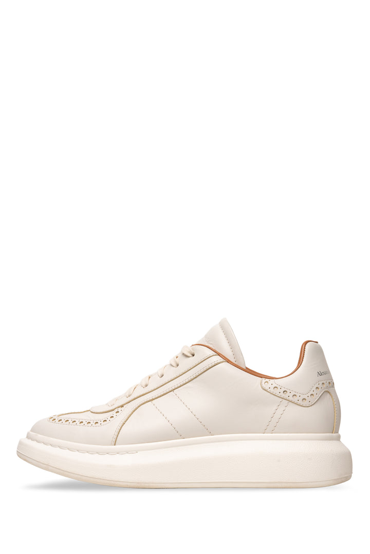 Alexander Mcqueen Size 42.5 Men's Retro Brogue-Detail Leather Sneakers