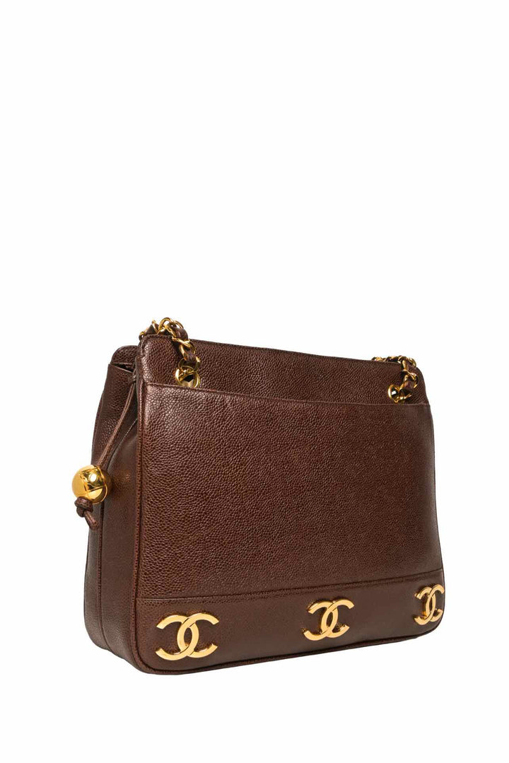 Chanel 1994-96 Caviar Triple CC Shoulder Bag