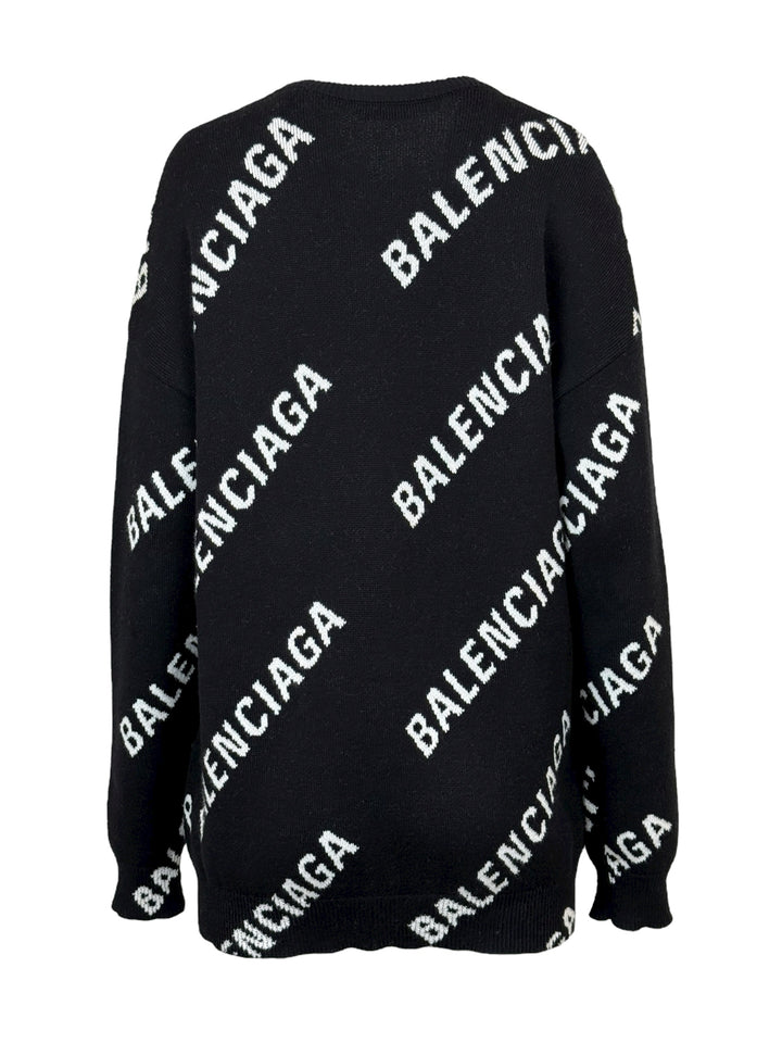 Balenciaga Size XS Men's 2019 Allover Logo Crewneck Sweater