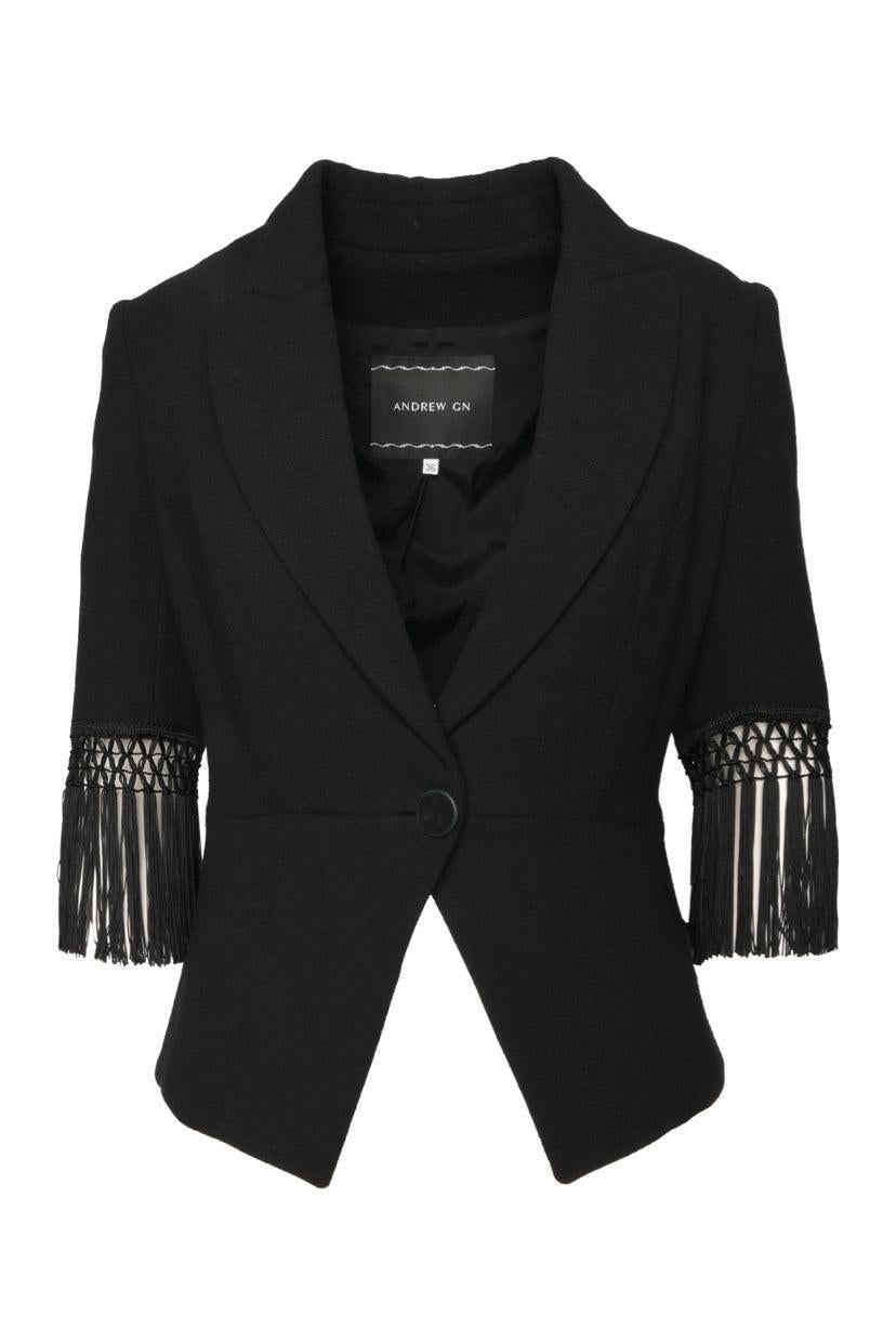 Andrew GN Size 36 Fringe-Trimmed Jacket